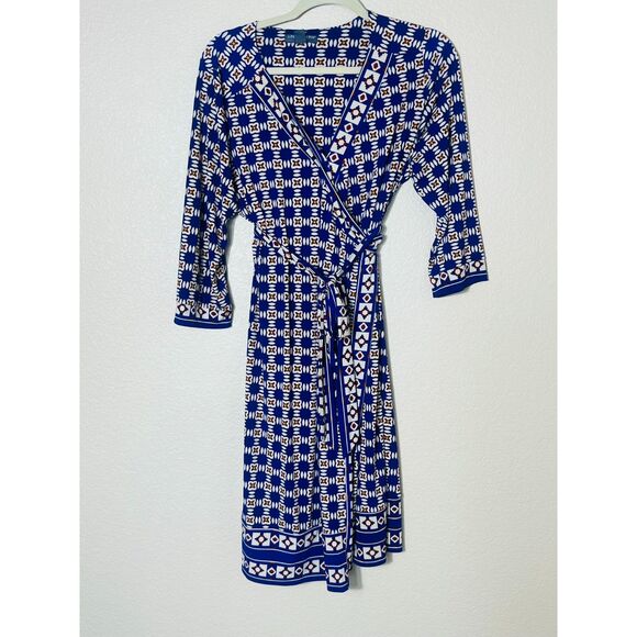 A Pea in the Pod Maternity Wrap Dress Blue Large - Picture 1 of 8